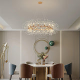 Dandelion Round Curated Mouth-Blown Frosted Glas installed in residential dining space