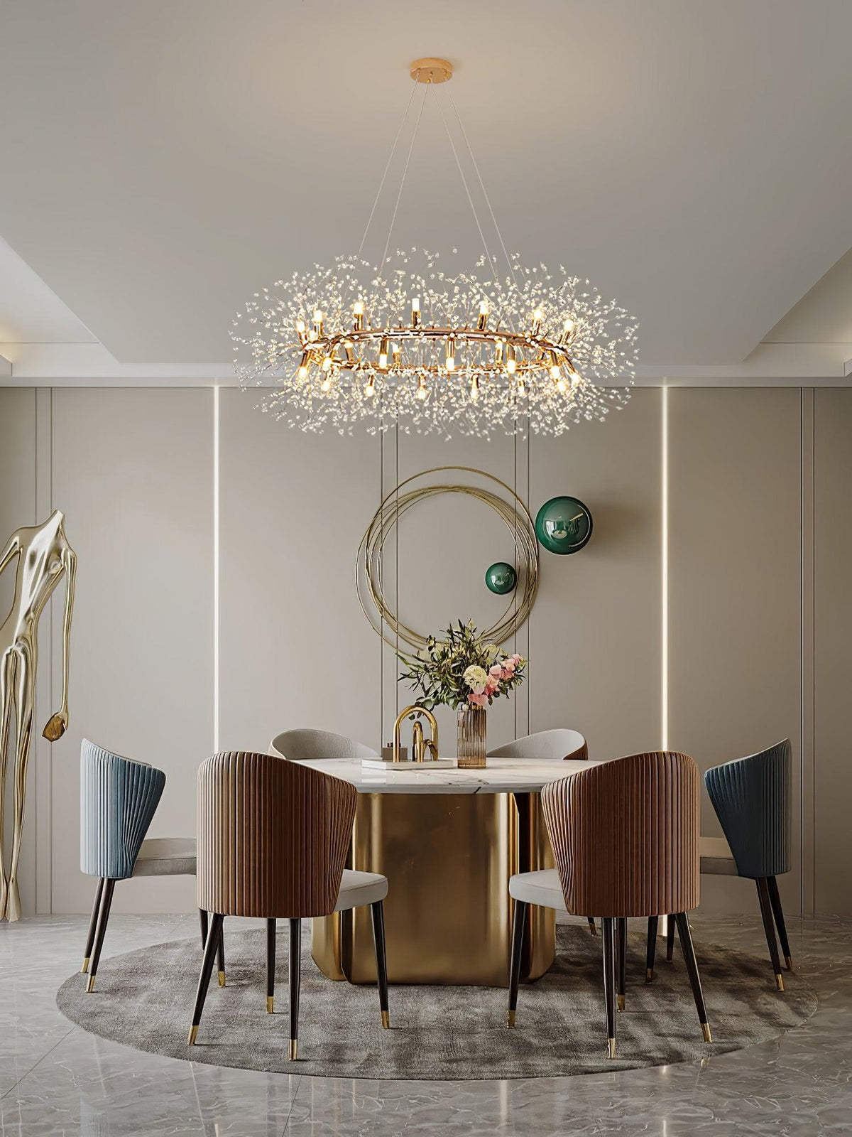 Dandelion Round Curated Mouth-Blown Frosted Glas – architectural ceiling profile