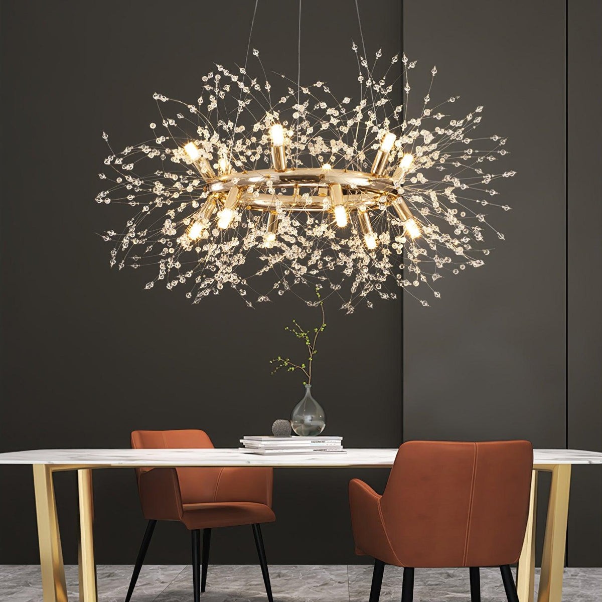 Dandelion Round Curated Mouth-Blown Frosted Glas – dimensional scale reference