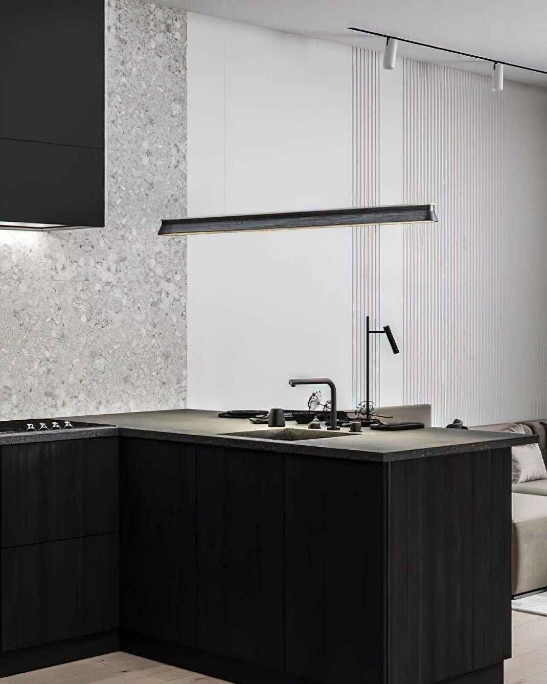 Danqiu Curated Iron & Glass Chandelier – side angled contour profile
