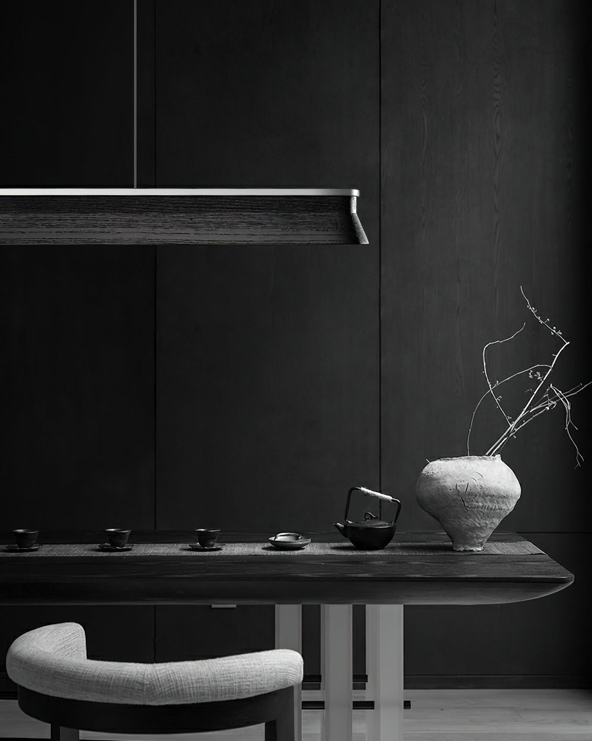 Danqiu Curated Iron & Glass Chandelier – full fixture elevation view