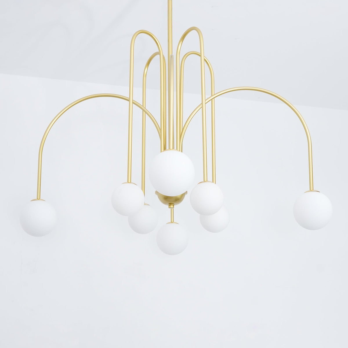 Delaney Curated Mouth-Blown Frosted Glass Chande – illuminated warm ambiance setting