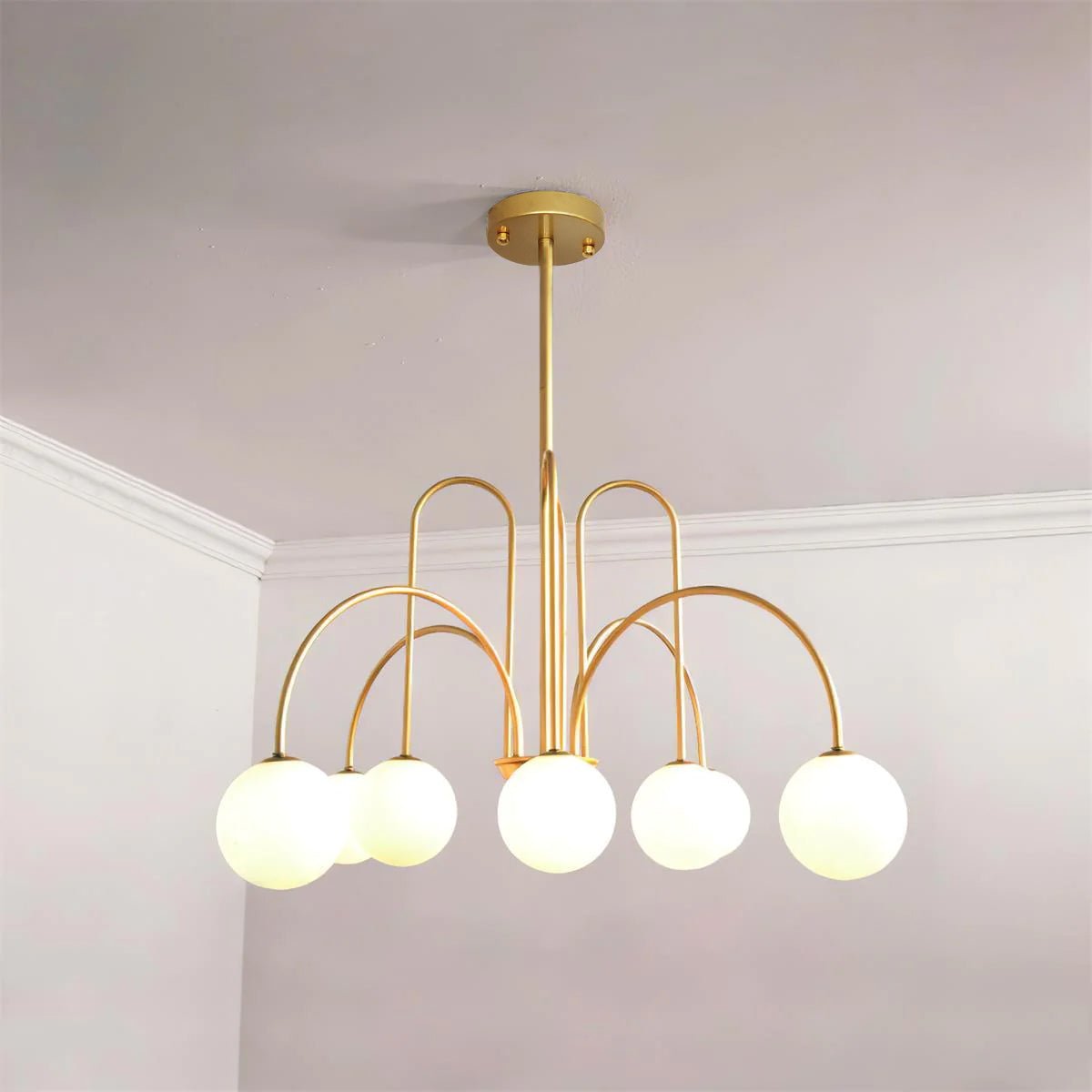Delaney Curated Mouth-Blown Frosted Glass Chande – 8 heads ∅ 38.5 x H 31.5  Dia 98cm x H 80 finish configuration