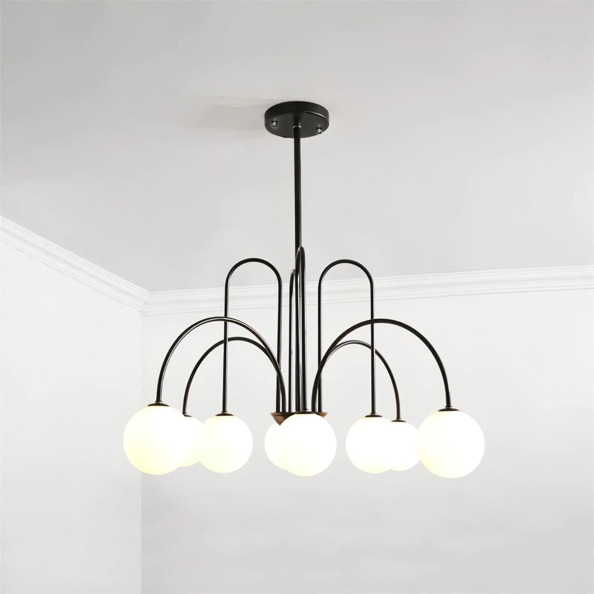 Delaney Curated Mouth-Blown Frosted Glass Chande – 8 heads ∅ 38.5 x H 31.5  Dia 98cm x H 80 finish configuration #1
