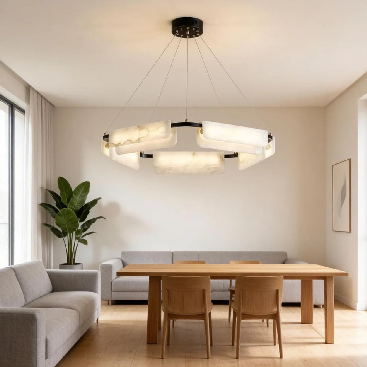 Spanish Alabaster Chandelier View 8 | Natural Spanish Alabaster Delia Chandelier | Wabi Sabi Lighting | JINSHE | JINSHE
