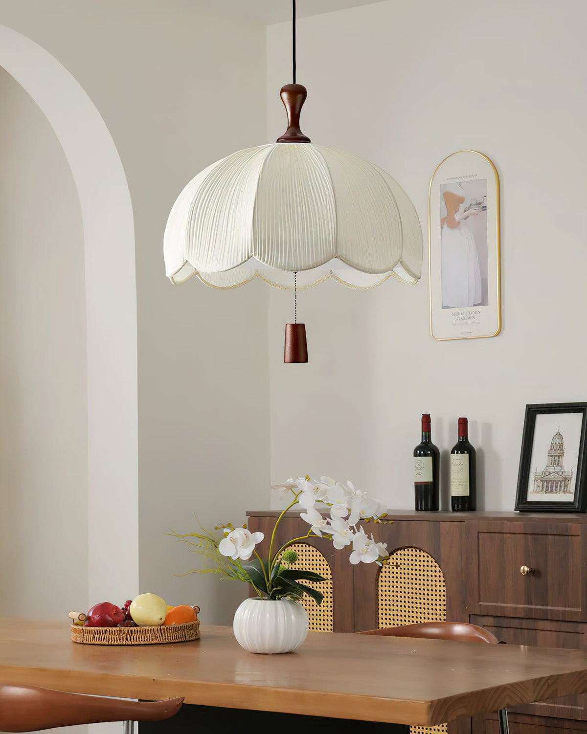 Delune Curated Solid Hardwood Pendant Light – dimensional scale reference