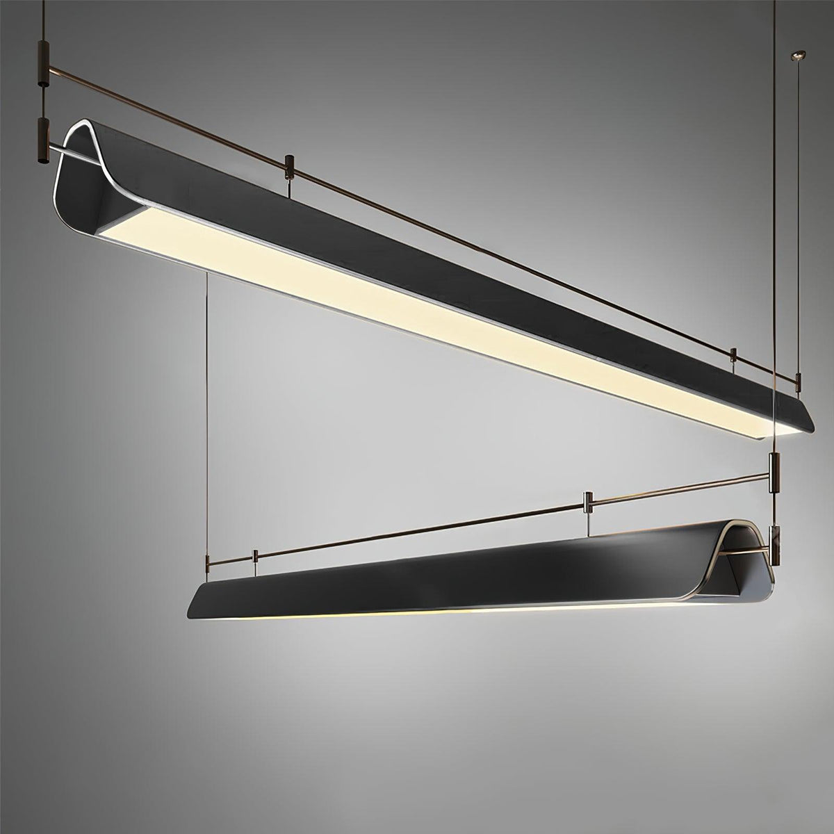 Dessau Curated Optical Acrylic Chandelier – spatial dining room perspective