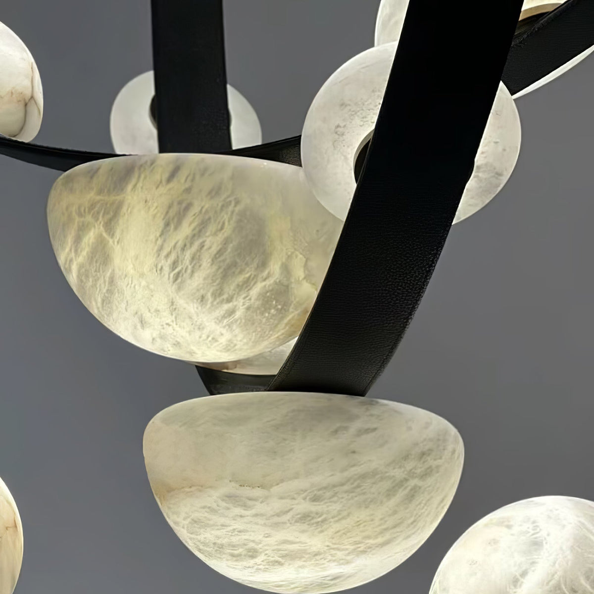 Dew Drops Alabaster Curated Alabaster Chandelier – unlit natural material contrast
