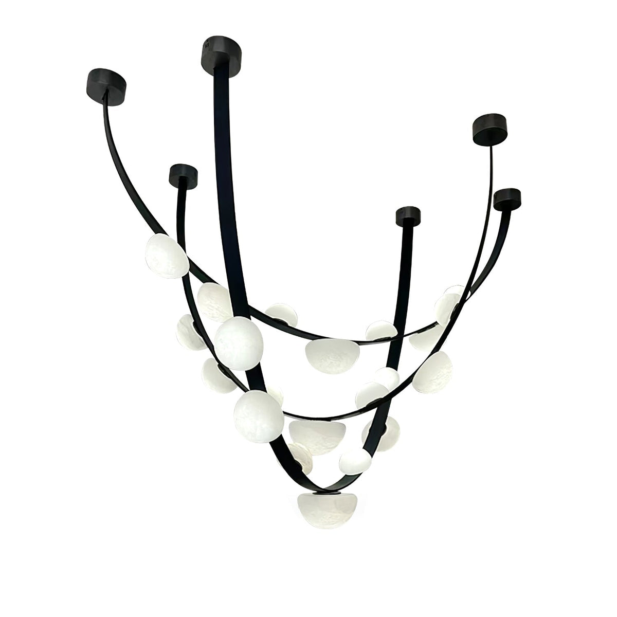 Dew Drops Alabaster Curated Alabaster Chandelier – architectural ceiling profile #1