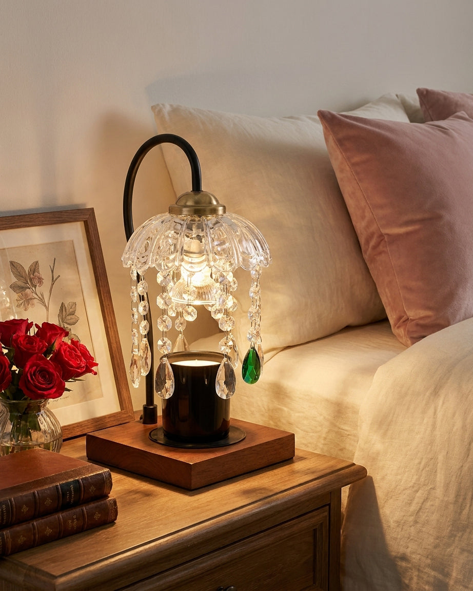 Dewlora Candle Warmer Curated Mouth-Blown Froste installed in residential dining space