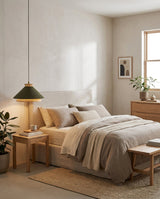 Alderva Curated Woven Rattan Pendant Light – illuminated warm ambiance setting