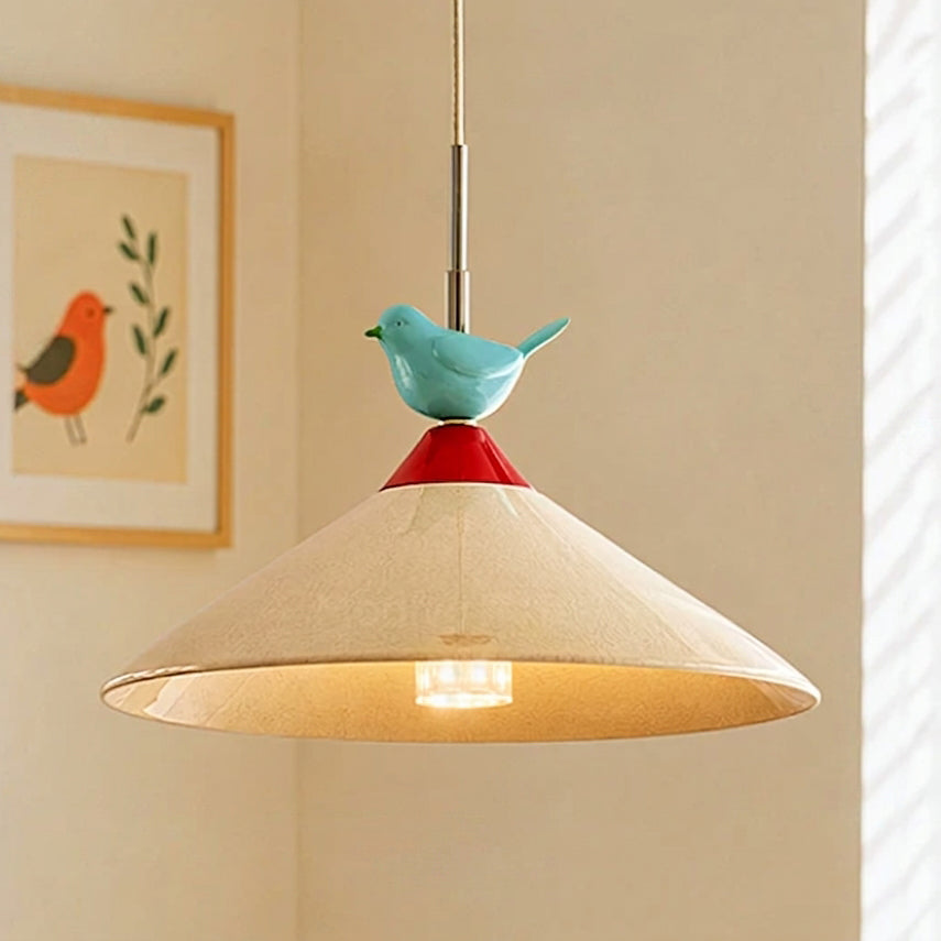 Aviquill Curated Mouth-Blown Frosted Glass Penda – W 10.6 x H 9.4  Blue & Beige finish configuration