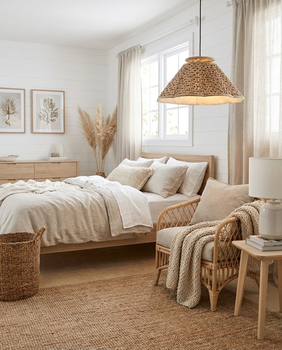 Belladine Curated Finished Iron Pendant Light warm illuminated room view