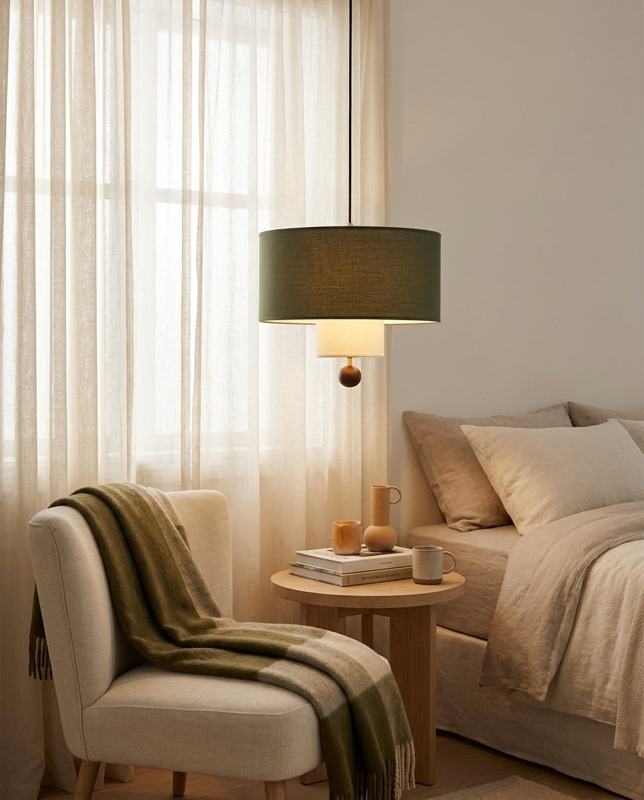 Brackenmere Curated Solid Brass Pendant Light – spatial dining room perspective