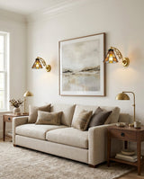 Briarwick Curated Amber Art Glass Wall Sconce installed in residential dining space