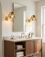 Briarwick Curated Amber Art Glass Wall Sconce – spatial dining room perspective