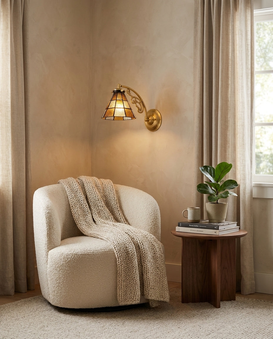 Briarwick Curated Amber Art Glass Wall Sconce – structural canopy joint detail