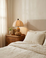 Iron & Glass craftsmanship detail on Calabren Curated Iron & Glass Table Lamp