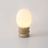Calder Curated Yellow Travertine Table Lamp – full fixture elevation view