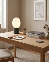 Yellow Travertine craftsmanship detail on Calder Curated Yellow Travertine Table Lamp
