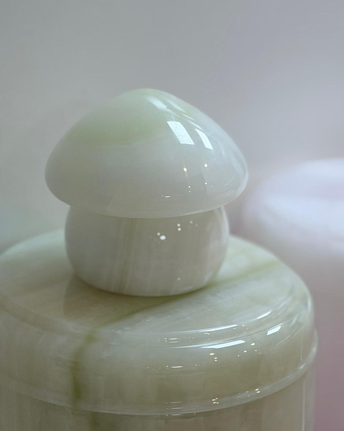 Calira Curated Iron & Glass Table Lamp – structural canopy joint detail