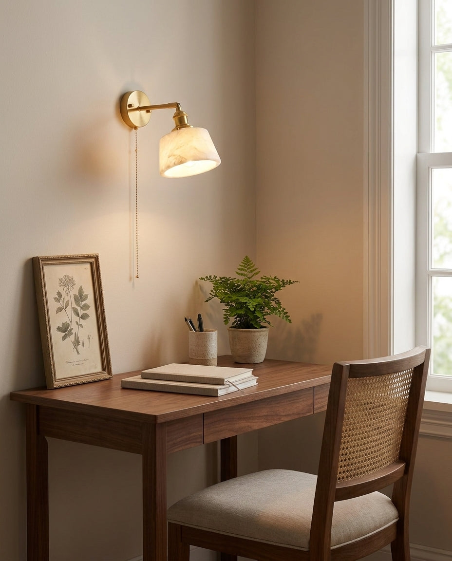 Cavella Alabaster Curated Alabaster Wall Sconce – handcrafted surface texture