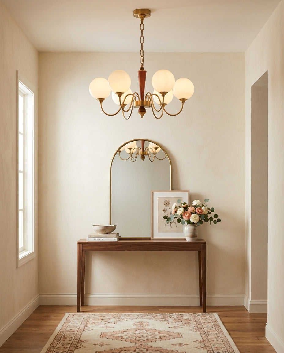 Cavella Curated Mouth-Blown Frosted Glass Chande – architectural ceiling profile