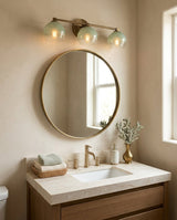 Celadyn Curated Mouth-Blown Frosted Glass Wall S – illuminated warm ambiance setting