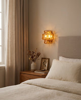 Cendrel Curated Amber Art Glass Wall Sconce – side angled contour profile