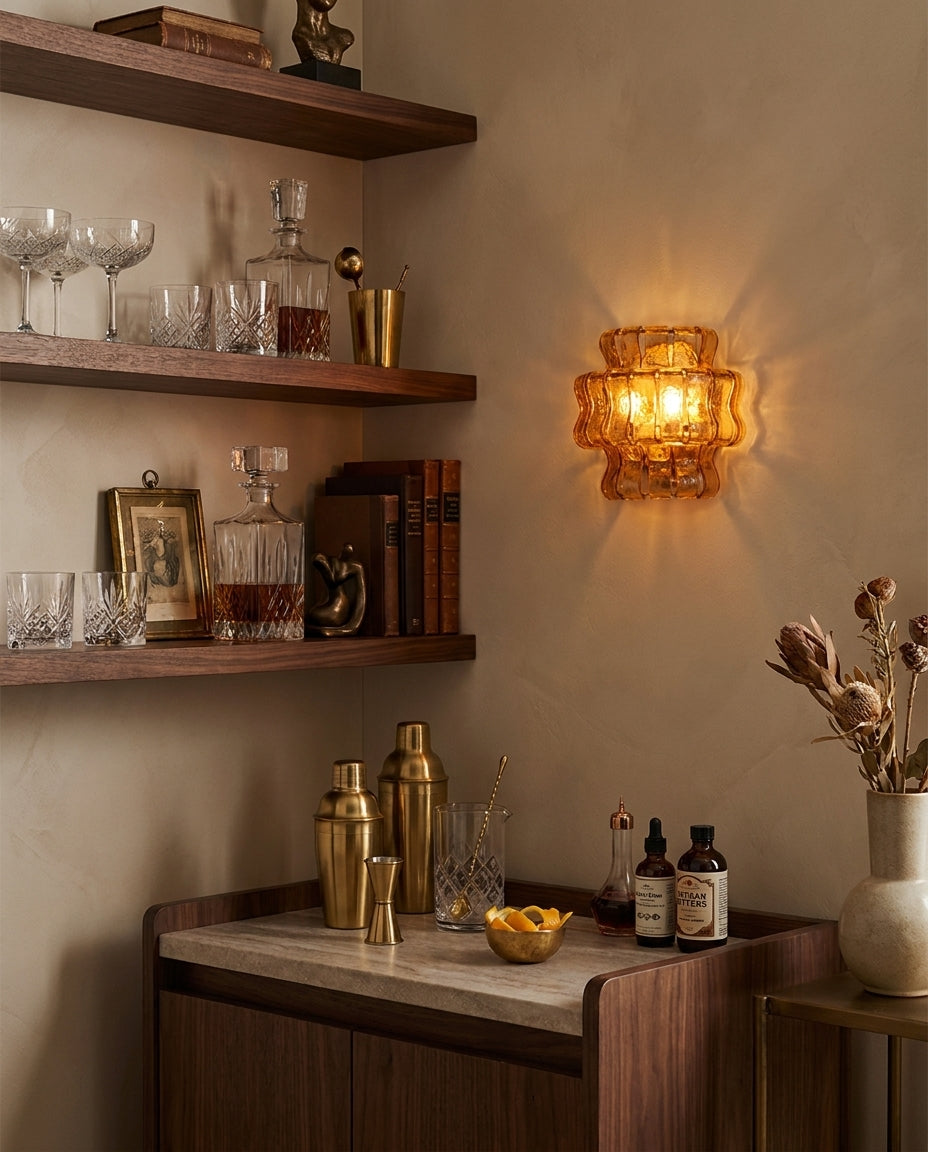 Cendrel Curated Amber Art Glass Wall Sconce – architectural ceiling profile