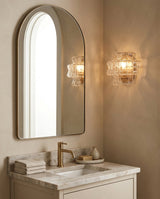 Cendrel Curated Amber Art Glass Wall Sconce – illuminated warm ambiance setting