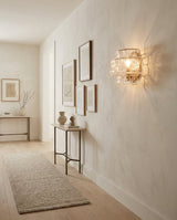 Cendrel Curated Amber Art Glass Wall Sconce warm illuminated room view