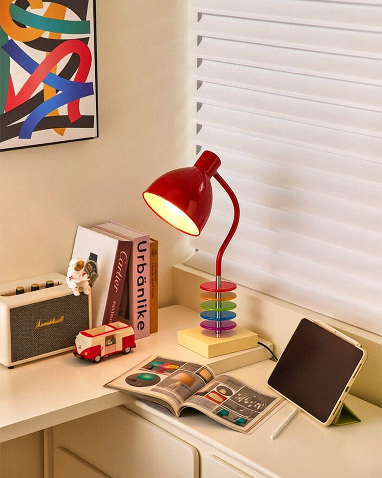 Chromilo Curated Optical Acrylic Table Lamp warm illuminated room view