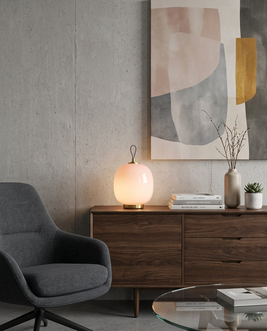 Citrava Curated Mouth-Blown Frosted Glass Table – dimensional scale reference