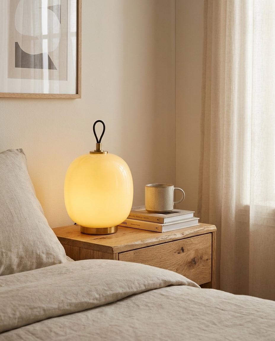 Citrava Curated Mouth-Blown Frosted Glass Table – handcrafted surface texture