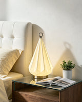 Citrayne Curated Hand-Thrown Ceramic Table Lamp – illuminated warm ambiance setting