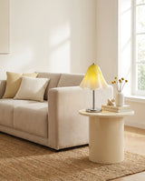Cloquelle Curated Mouth-Blown Frosted Glass Tabl – illuminated warm ambiance setting