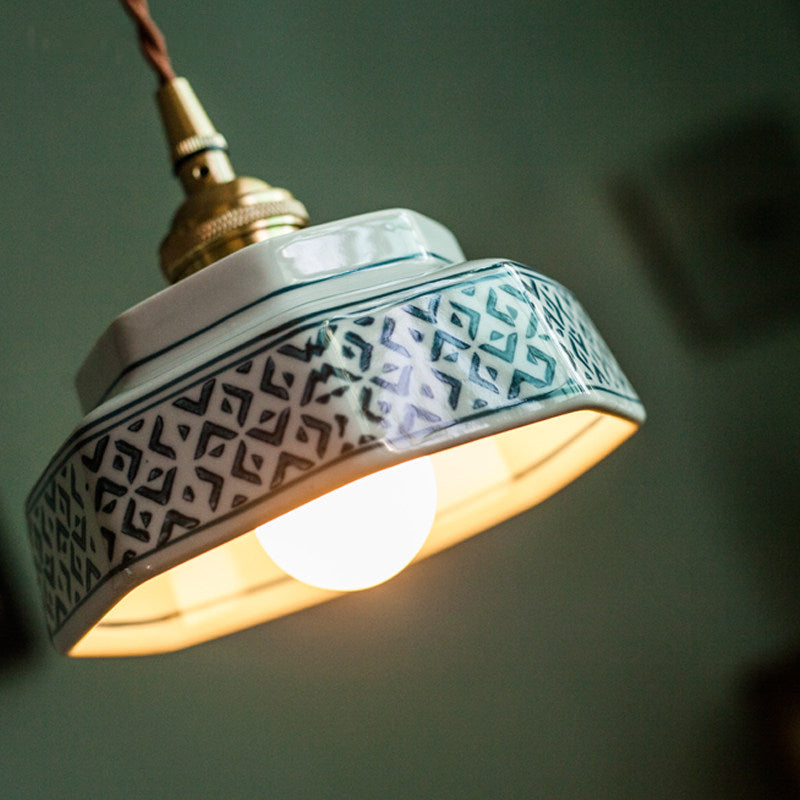 Cottara Curated Solid Brass Pendant Light – side angled contour profile