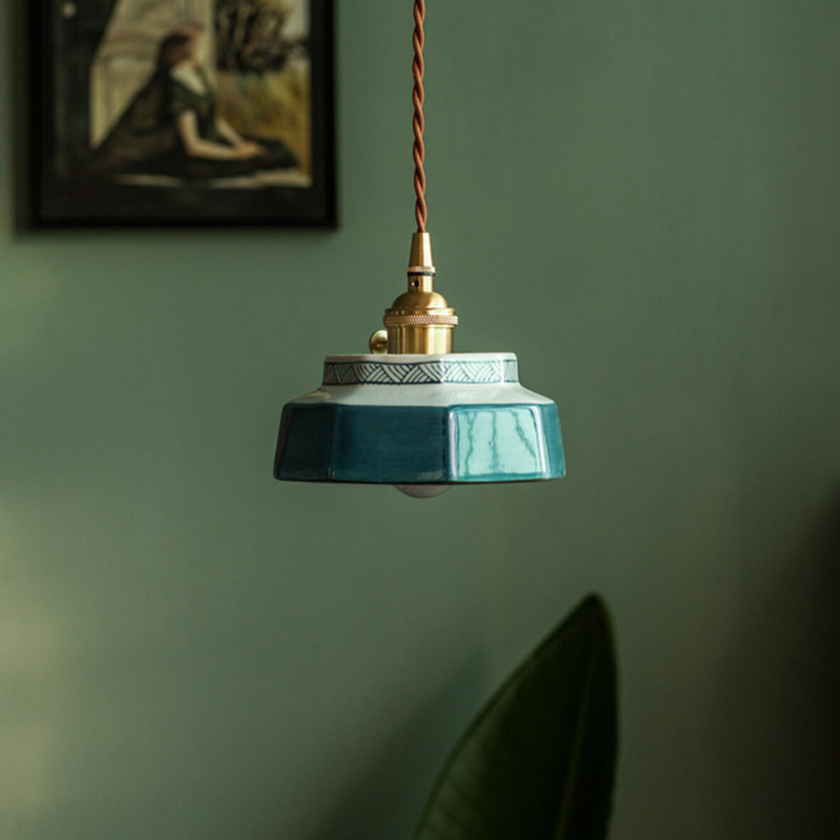 Cottara Curated Solid Brass Pendant Light – Dia 14cm × H 6cm  ∅ 5.5 × H 2.3 finish configuration