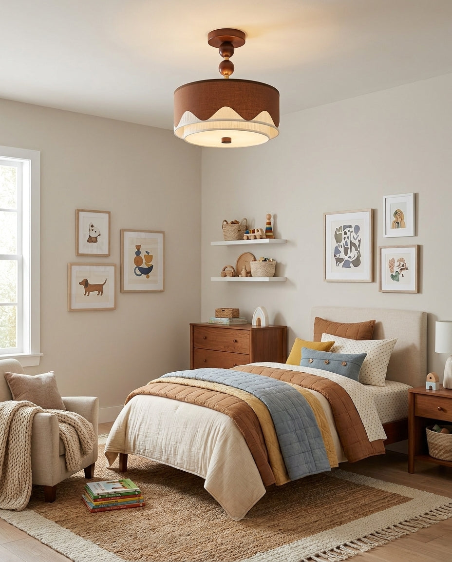 Crestwyn Curated Iron & Glass Flush Mount Ceilin – dimensional scale reference