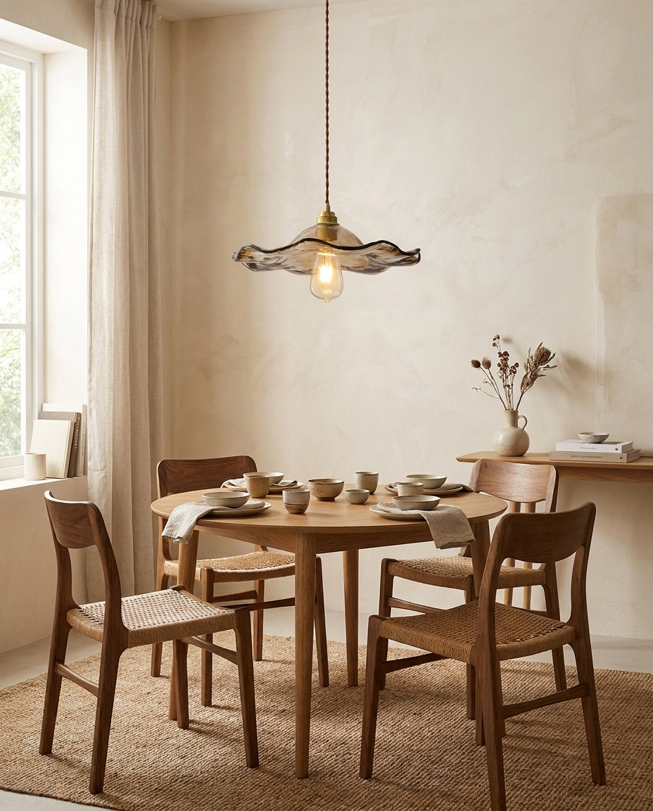 Cymara Curated Amber Art Glass Pendant Light – structural canopy joint detail