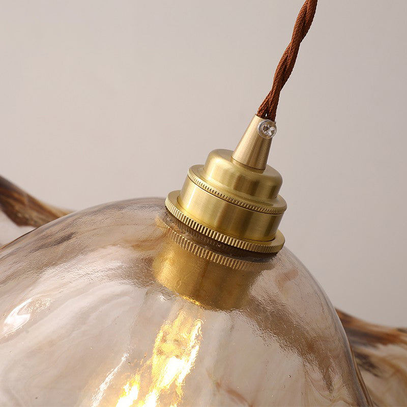 Cymara Curated Amber Art Glass Pendant Light – unlit natural material contrast