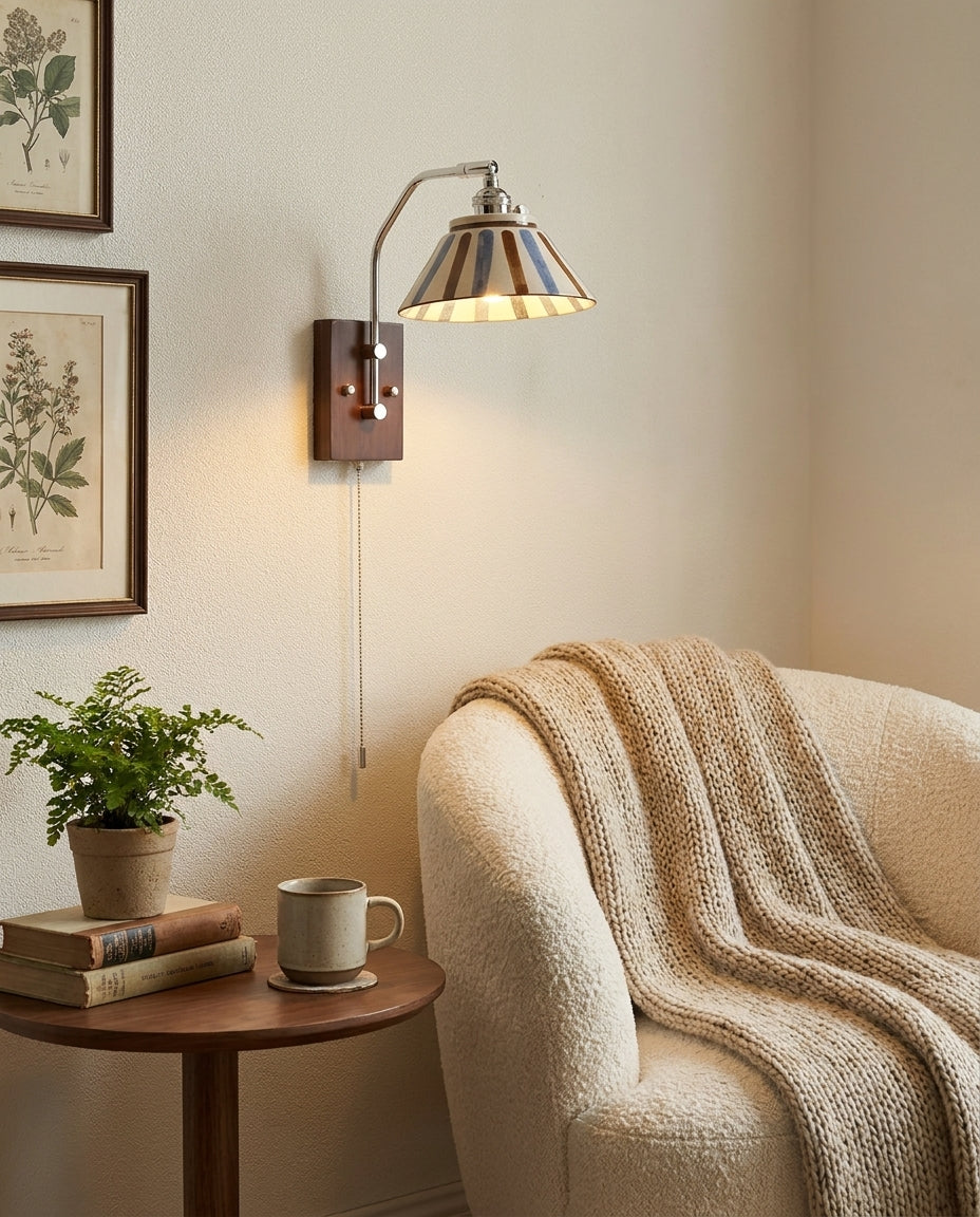 Delfryn Curated Solid Hardwood Wall Sconce – full fixture elevation view
