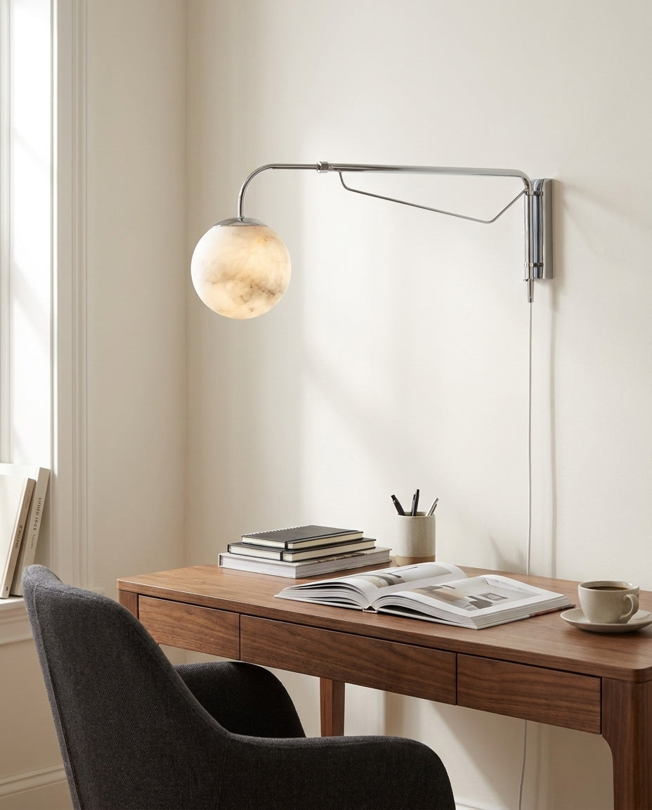 Dione  Alabaster Curated Alabaster Wall Sconce – structural canopy joint detail