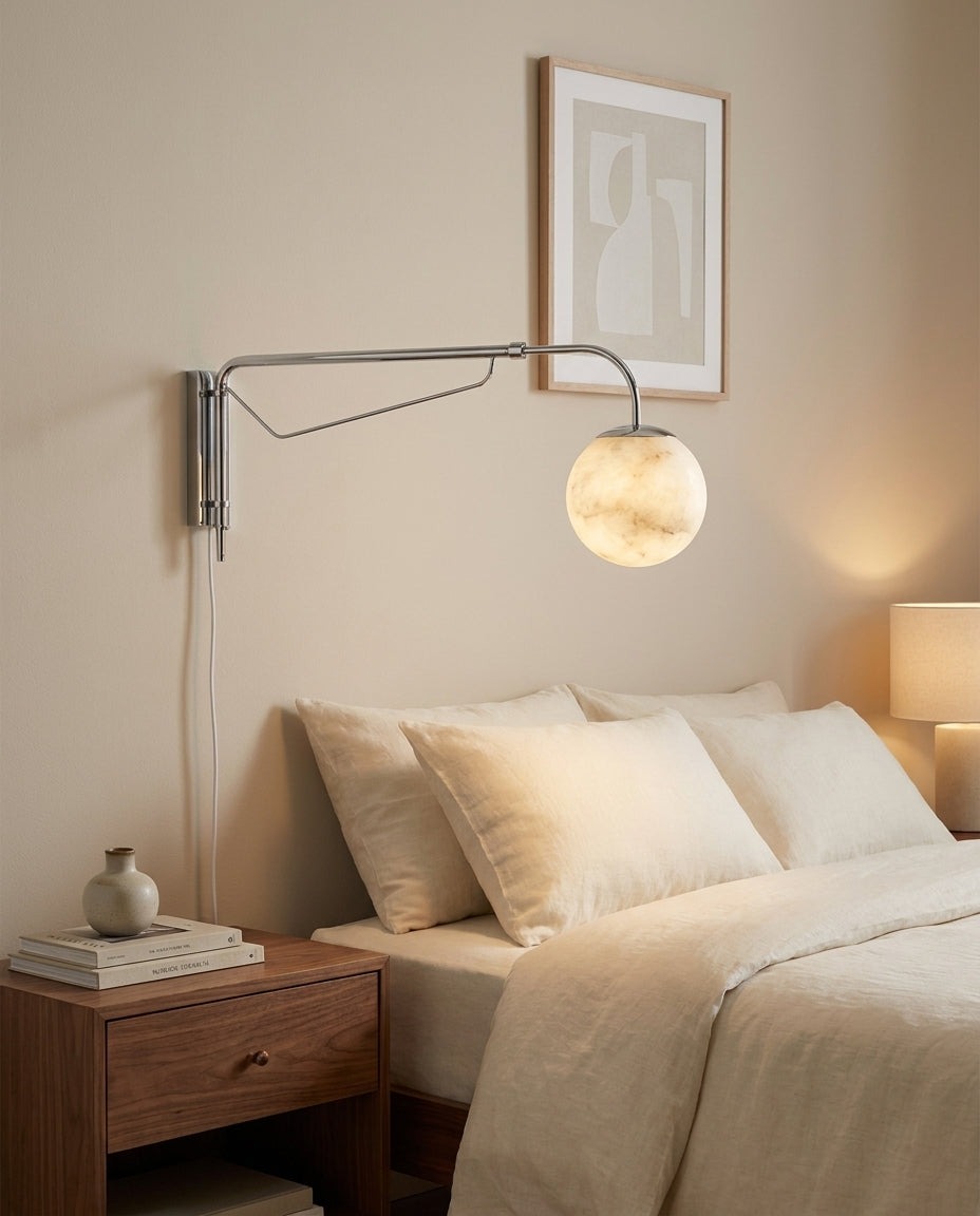 Dione  Alabaster Curated Alabaster Wall Sconce – dimensional scale reference