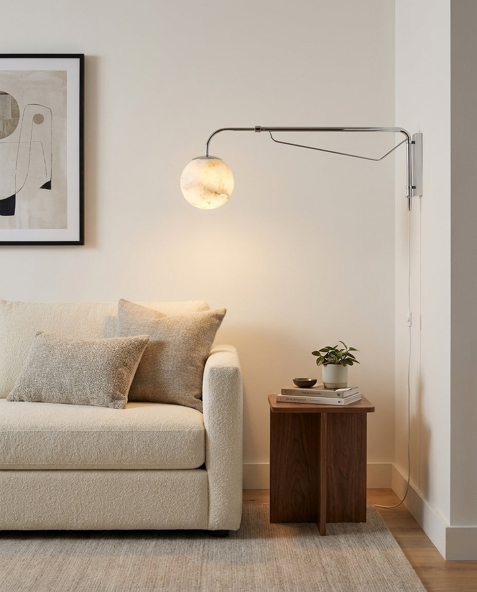 Dione  Alabaster Curated Alabaster Wall Sconce – unlit natural material contrast