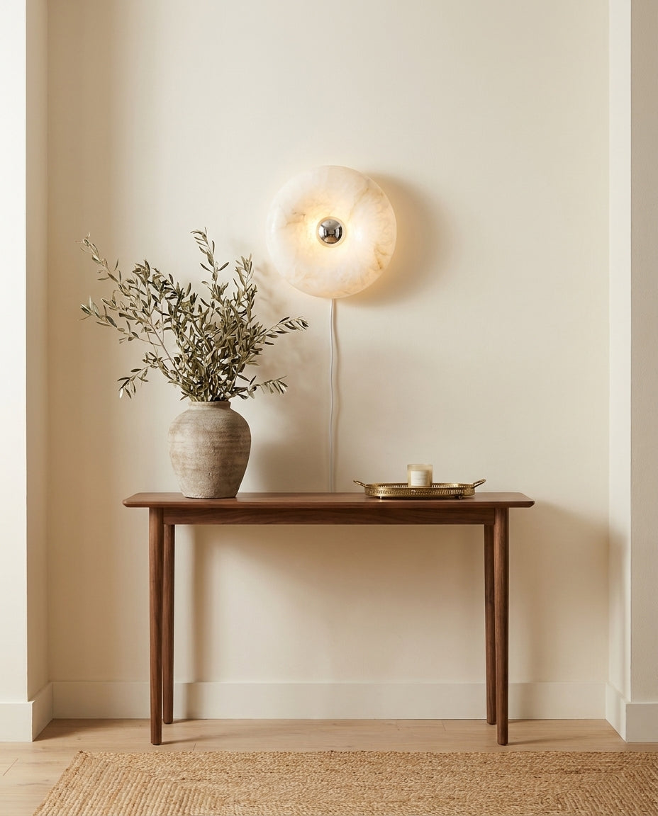 Donuts Alabaster Curated Alabaster Wall Sconce – handcrafted surface texture