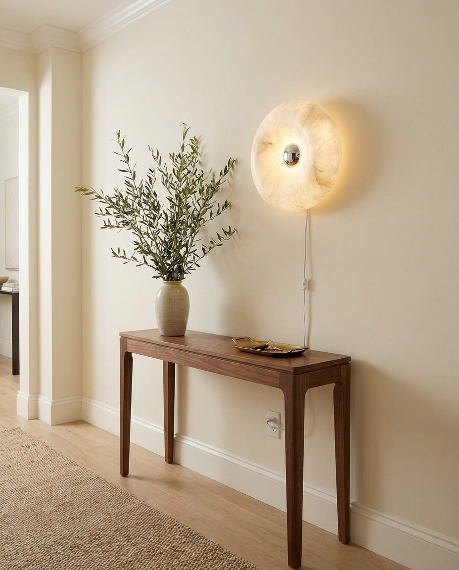 Donuts Alabaster Curated Alabaster Wall Sconce – unlit natural material contrast