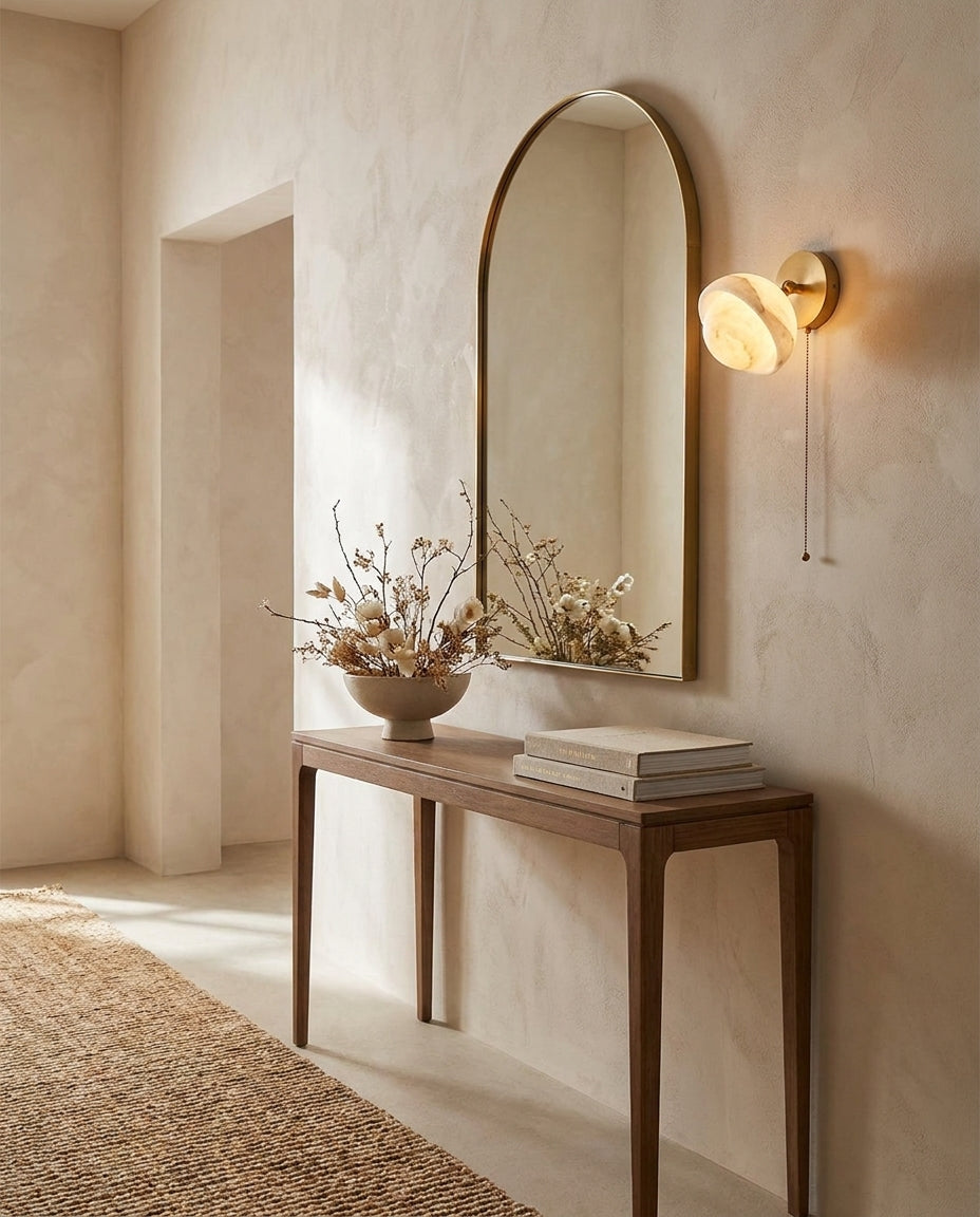 Eala Alabaster Curated Alabaster Wall Sconce – macro detail view