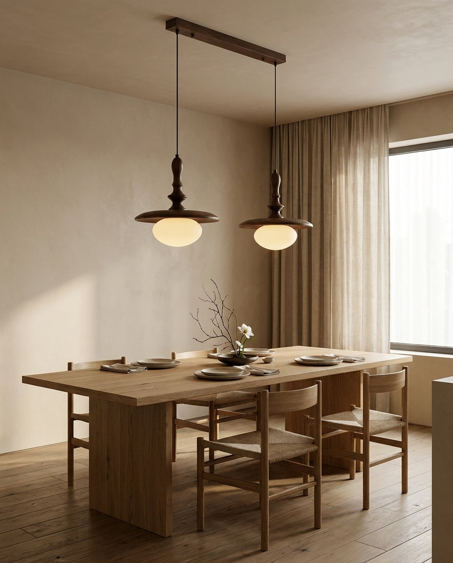 Elwood Curated Mouth-Blown Frosted Glass Pendant – unlit natural material contrast